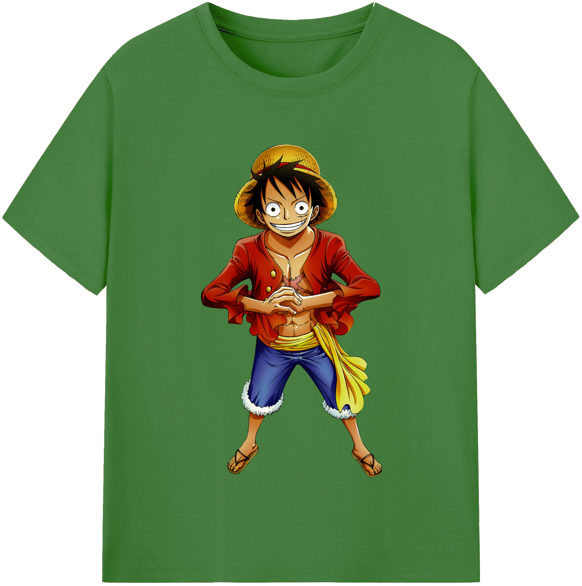 ワンピース モンキー・D・ルフィ ONE PIECE Monkey D. Luffy レディースカジュアルプリントTシャツ（綿100％）